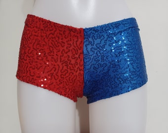 Short booty à paillettes : Costume rave en élasthanne brillant - sur mesure