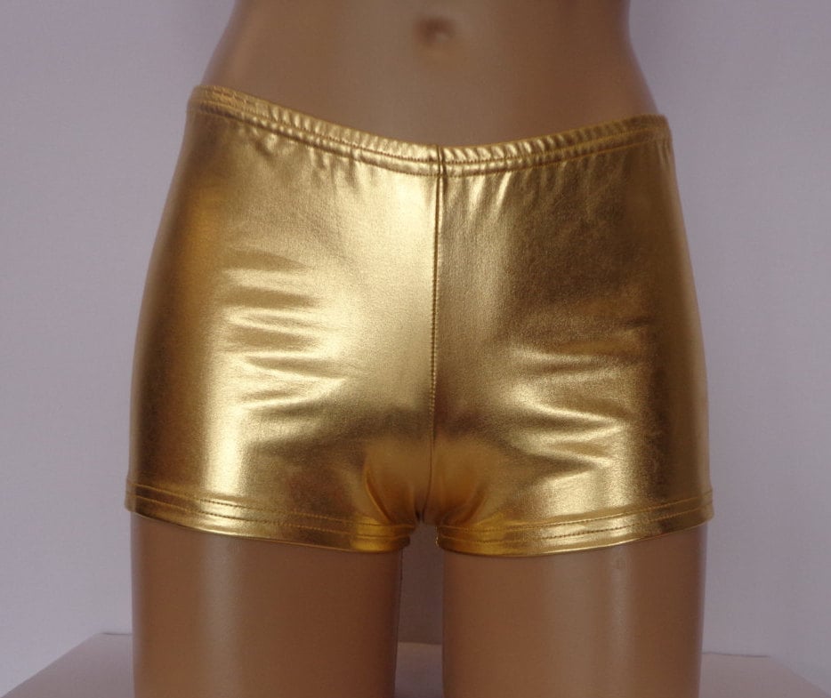 Women's Shiny Metallic Rave Booty Shorts Low Rise Hot Pants Bottom for  Raves, Festivals, Dancing Black1 Medium