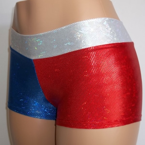 NFL Team Booty Shorts Shattered Glass Spandex Hologram MLB Baseball NBA Basketball Football All Teams School Colors Spirit