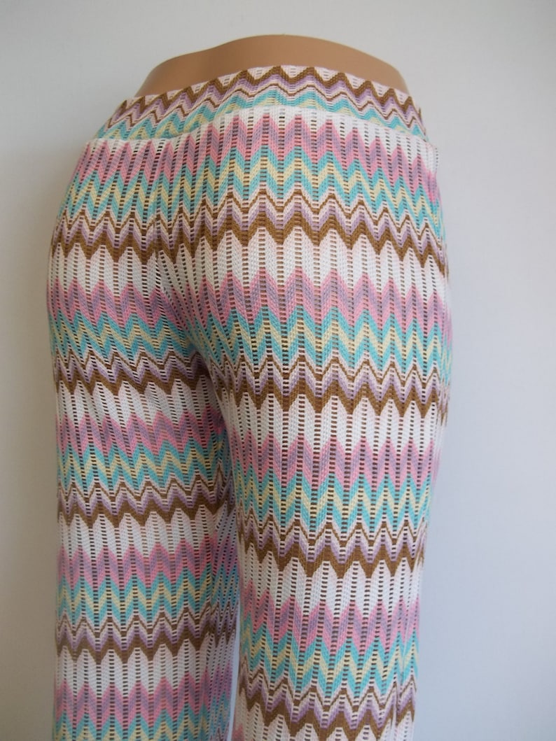 Beach Pants Stretch Knit Slight Flare Girls Women Children Jazz Rave Dance Boho Hippie Multi Color Aztec Chevron Print