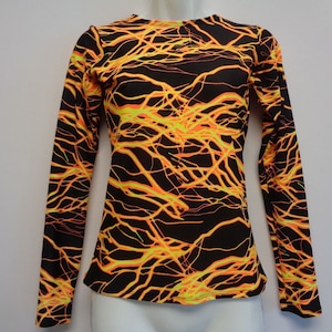 Lightning Bolt Long Sleeve Top: Blacklight Reactive Rave Wear