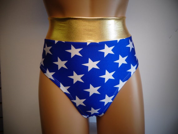 Blue Star Superhero High Waist Briefs Girls Women Dance Gym Cheer