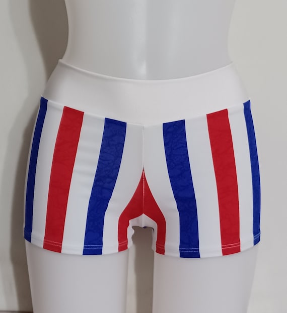 Red and white booty shorts cheap