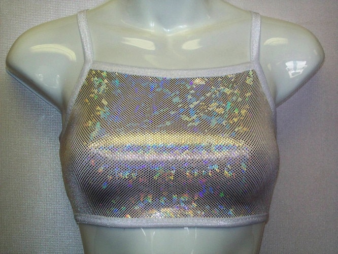 Sports Bra Top 16 Colors Shattered Glass Hologram Crop Dance Cheer