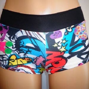Comic Book Booty Shorts with a Sexy Cheeky Cut!  BAM / POW / CRASH!!!  Great for ComiCon!!