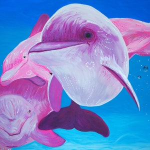 Vicky es Dolphins Original Kunst von Amy Watt Leinwanddruck