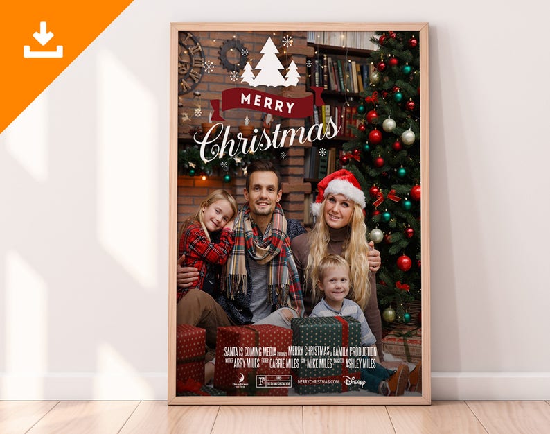 Unique Personalized Family Greeting Card Holiday Greetings Instant Printable Family Christmas Card CUSTOM MOVIE POSTER Family Portrait
