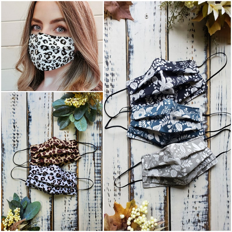 3 Layer Cotton Face Mask With Nose Wire and Adjustable Option Etsy