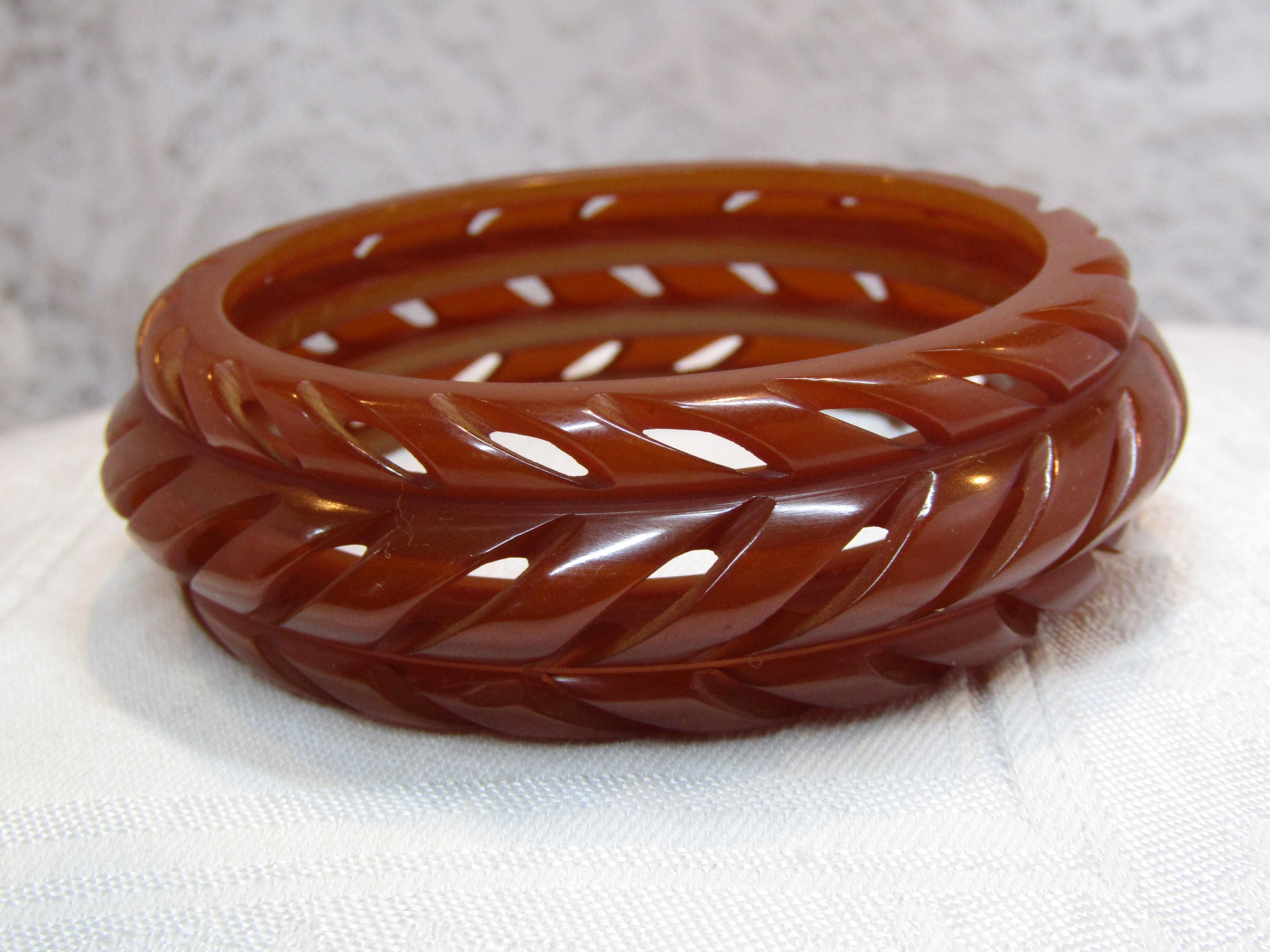 (vintage)Bakelite アンバーベイクライトスタッズバングル STORES | ベークライト ブレスレット・バングル