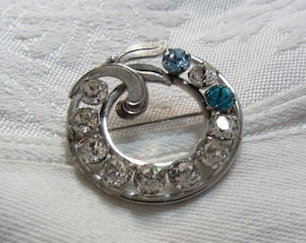 Vintage Van Dell Sterling and Rhinestone Brooch