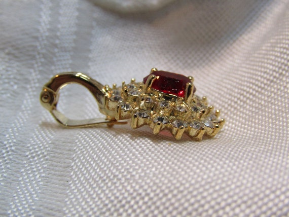 ROMAN Ruby Rhinestone and Multi-Tiered Clear Rhin… - image 4