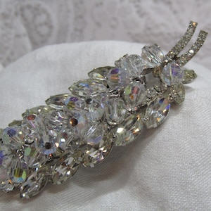 Juliana Crystal AB strass bladbroche - zilverkleur