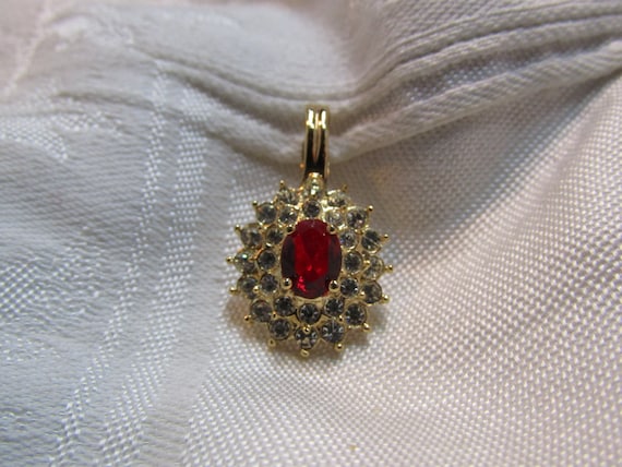 ROMAN Ruby Rhinestone and Multi-Tiered Clear Rhin… - image 1
