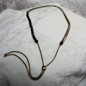 Vintage Gold Tone Snake Chain with Adjustable Box Chain Lariat-Style Necklace