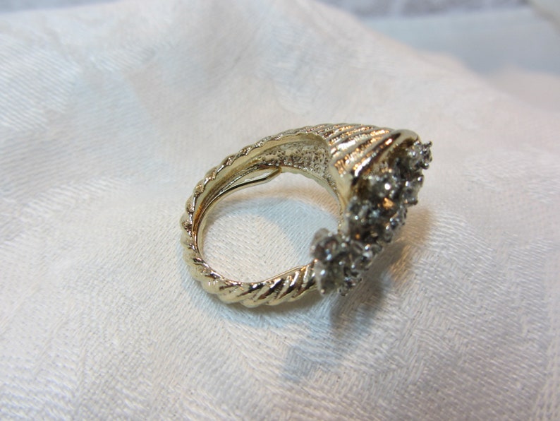 Horn of PlentyCornucopia Gold Tone and Clear Rhinestone Cocktail Ring