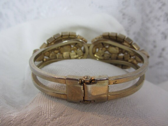 Vintage Art Deco Hinge Cuff Bracelet with AB Rhin… - image 5