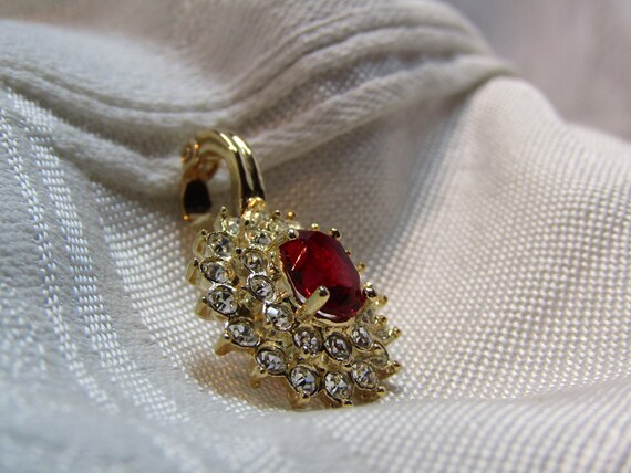 ROMAN Ruby Rhinestone and Multi-Tiered Clear Rhin… - image 3