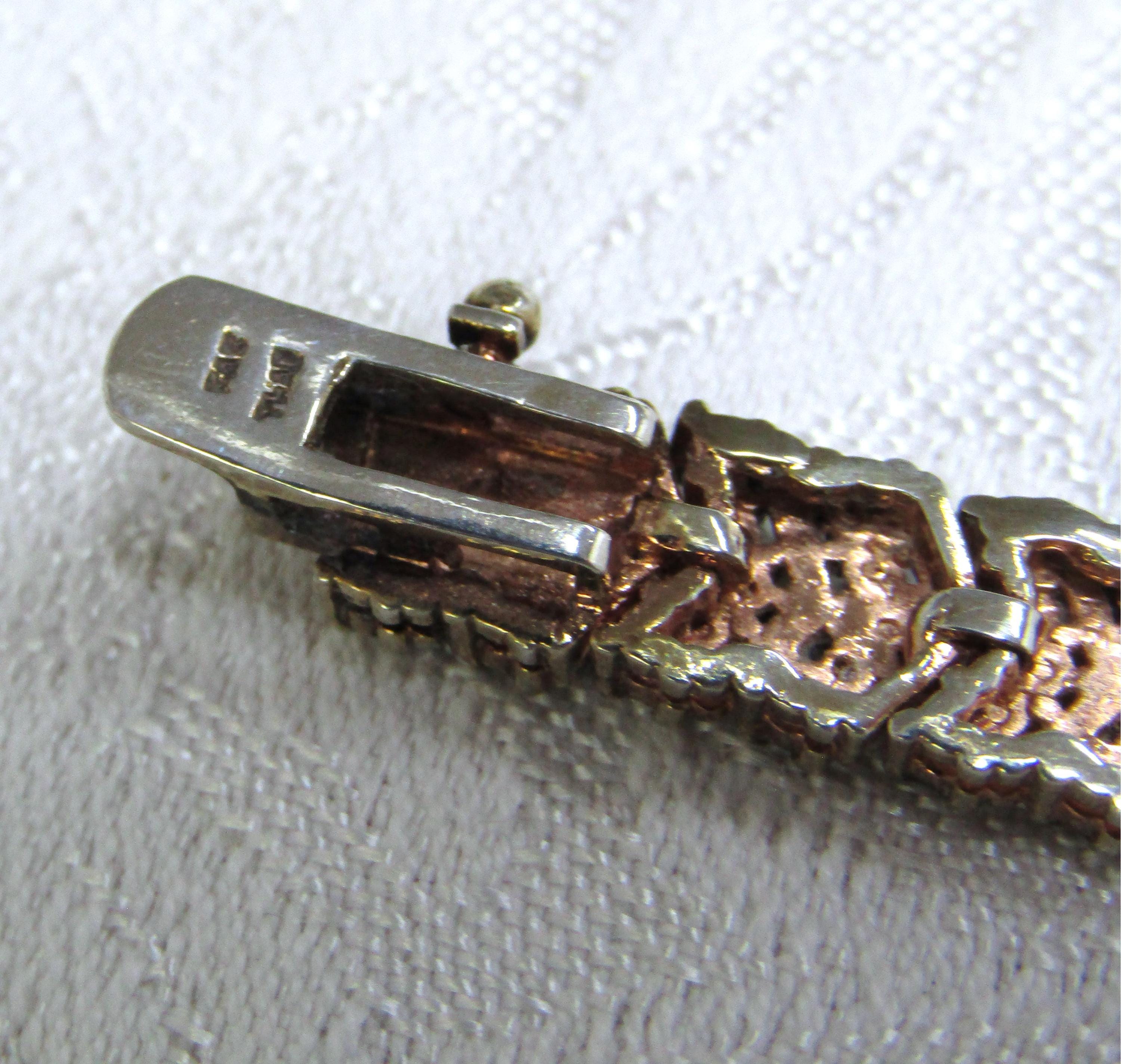 Fas Silver Vintage FAS THAI Sterling Silver Vermeil Chevron Link Bracelet - Etsy