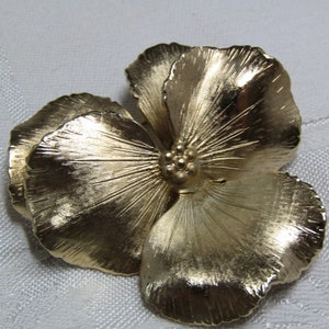 Vintage Giovanni oro tono acabado pensamiento flor flor broche - prístino
