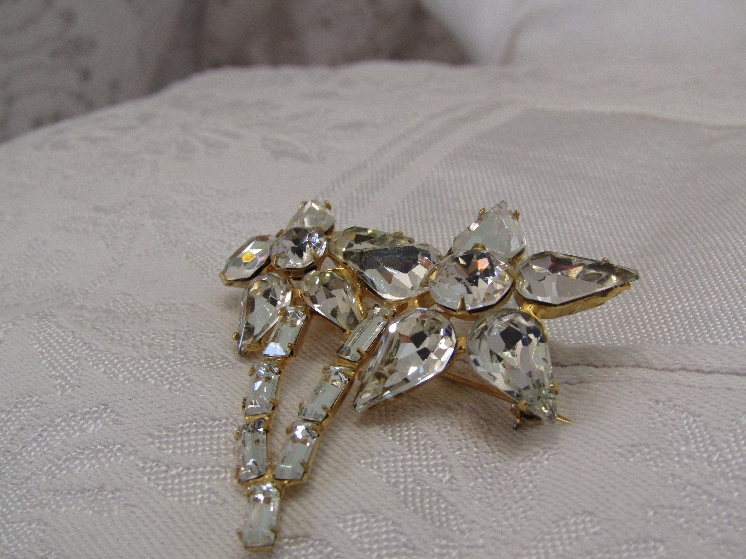 Rhinestone Flower Brooch - Etsy