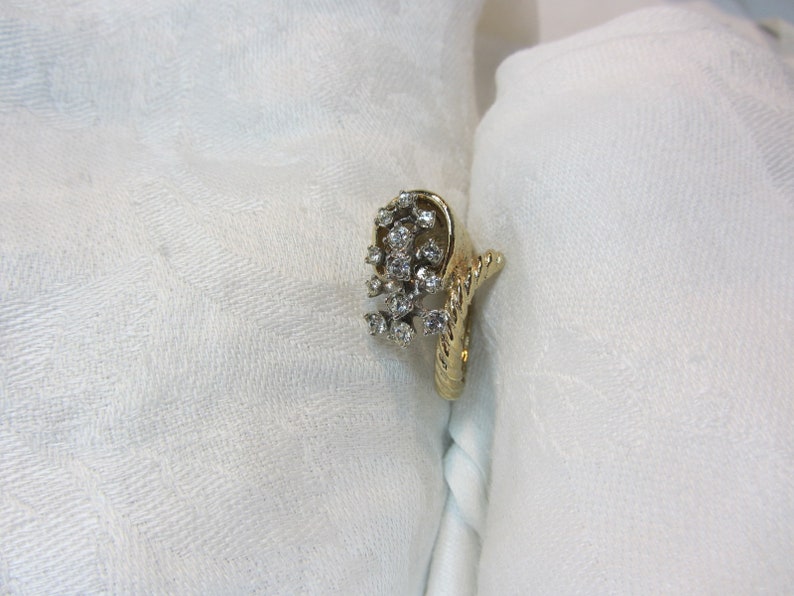 Horn of PlentyCornucopia Gold Tone and Clear Rhinestone Cocktail Ring