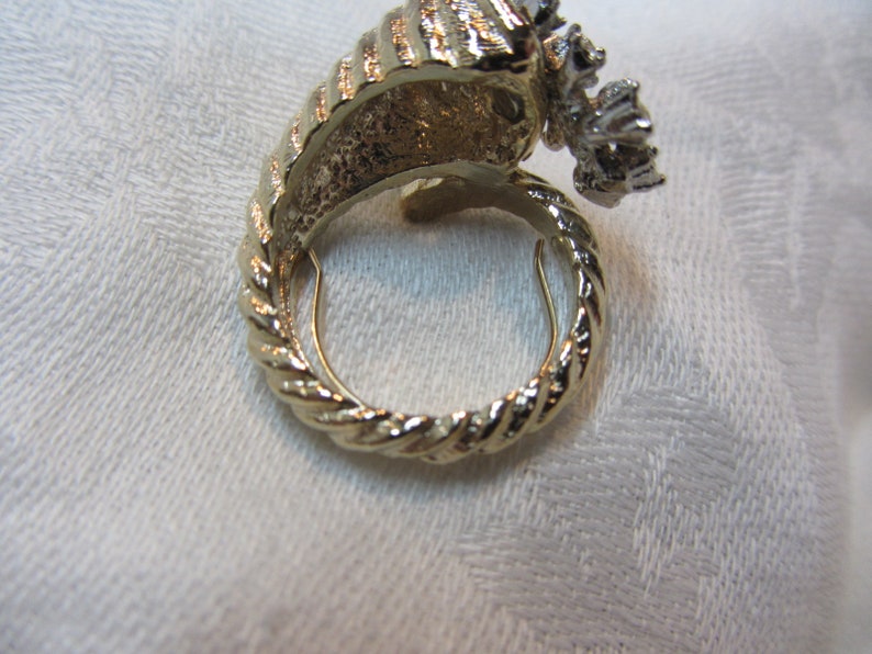Horn of PlentyCornucopia Gold Tone and Clear Rhinestone Cocktail Ring