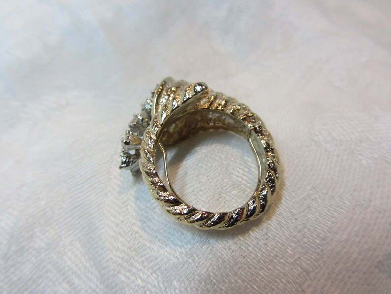 Horn of PlentyCornucopia Gold Tone and Clear Rhinestone Cocktail Ring
