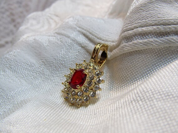 ROMAN Ruby Rhinestone and Multi-Tiered Clear Rhin… - image 2