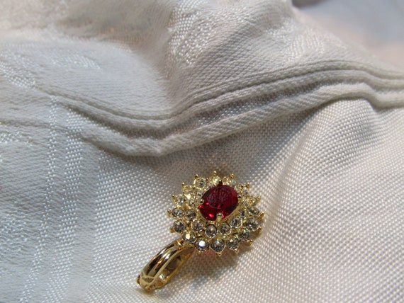 ROMAN Ruby Rhinestone and Multi-Tiered Clear Rhin… - image 5