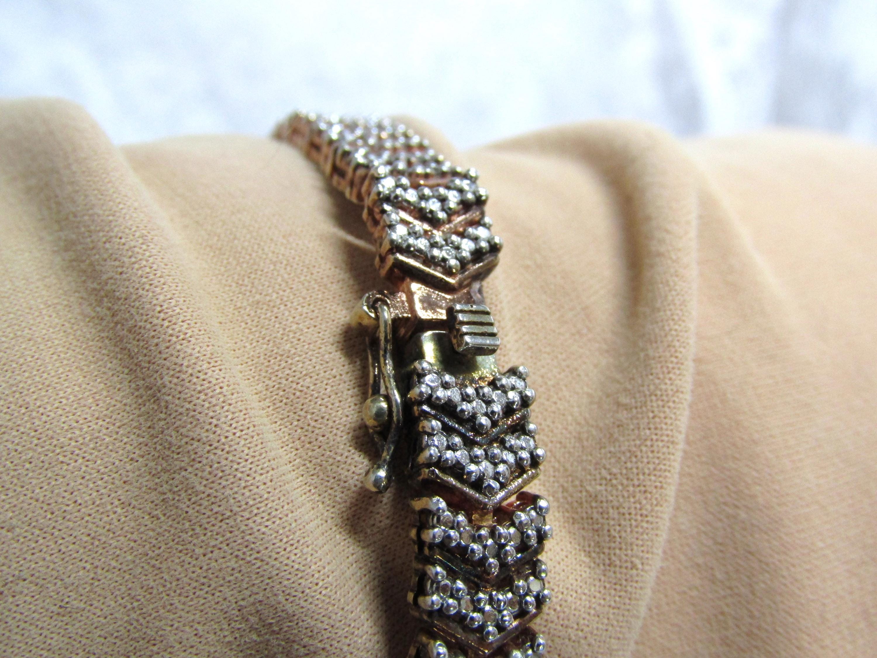 Fas Silver Vintage FAS THAI Sterling Silver Vermeil Chevron Link Bracelet - Etsy