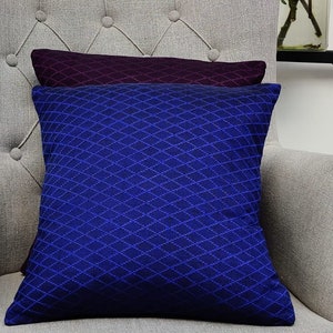 Blue Diamond Pattern Cushion Cover