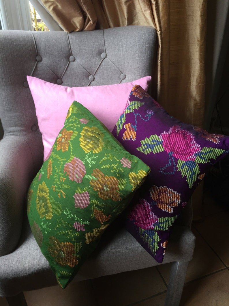Red Silk Cushion Green Silk Cushion Etsy