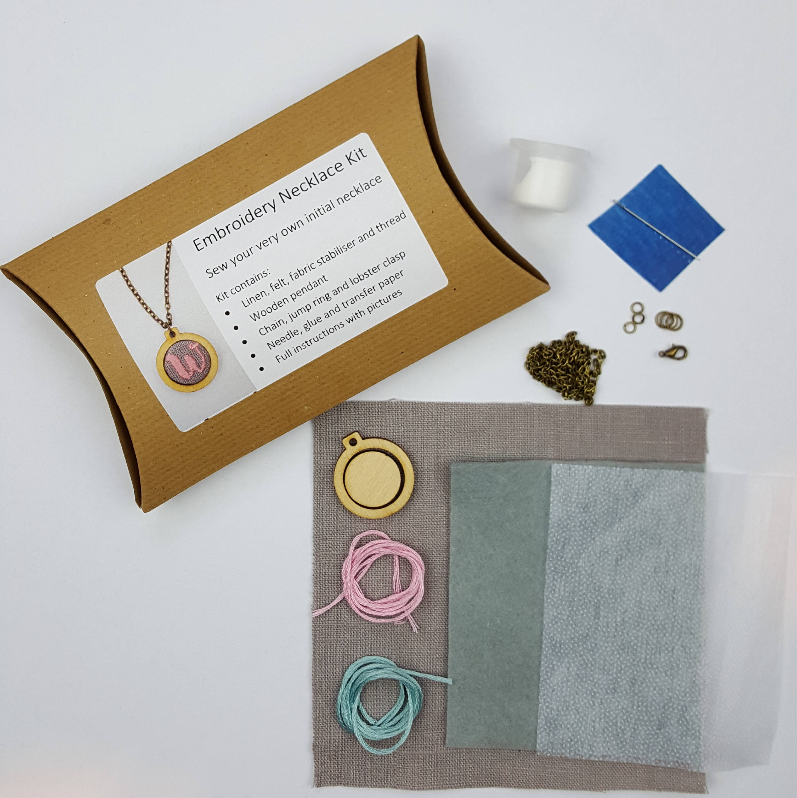 Embroidery Initial Necklace Craft Kit DIY Etsy