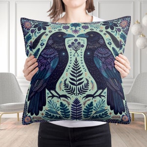 Raven Pillowcase: Forestcore Gothic Home Decor