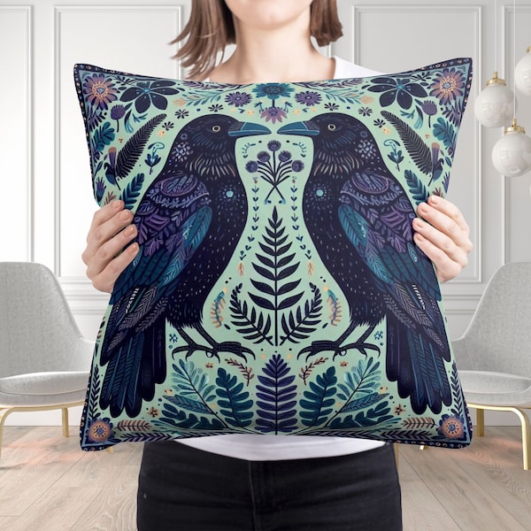 Raven Pillowcase: Forestcore Gothic Home Decor