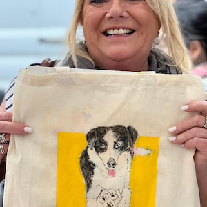 Pet Portrait Tote Bag Custom Hand-Drawn Illustration Tote Bag - Pet Drawing, Hand-Painted, Personalized Gift for Pet Lovers