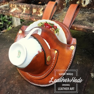 Steampunk teacup holster - Tan Brown