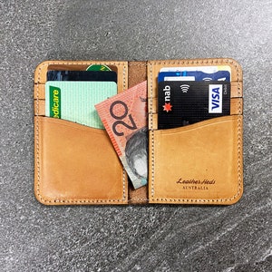 Natural leather vertical card wallet. image 6