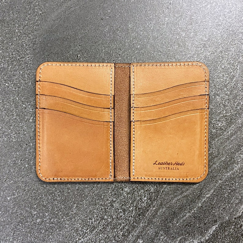 Natural leather vertical card wallet. image 4