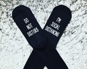 Men’s Social Distancing Socks Do Not Disturb Funny Socks Fathers Day Gift Lockdown Quarantine