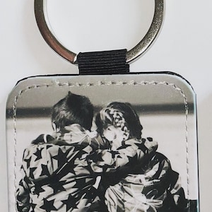 Personalised Photo Keyring, choice of Shape and either one or double sided in PU leather