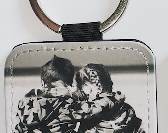 Personalised Photo Keyring, choice of Shape and either one or double sided in PU leather