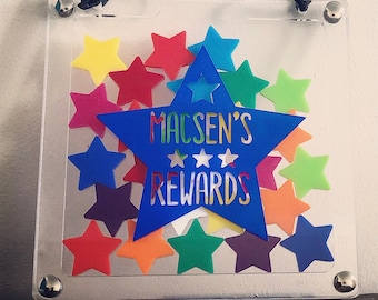 Personalised Childrens Reward Drop Box, Reward Chart, Toilet Training, Behaviour, Stars Unisex Kids