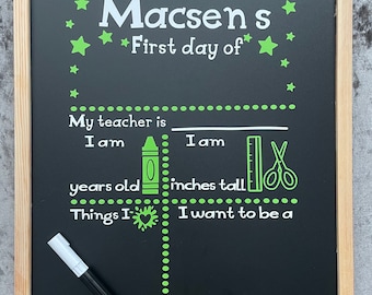 Personalised First Day of School Sign with Chalk Pen Included. Free UK Delivery Blackboard Chalkboard School Nursery Child Minder