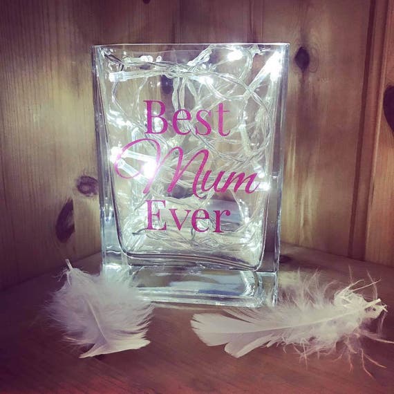 Best Mum Ever Glass Vase With Fairy Lights Mother S Day Etsy