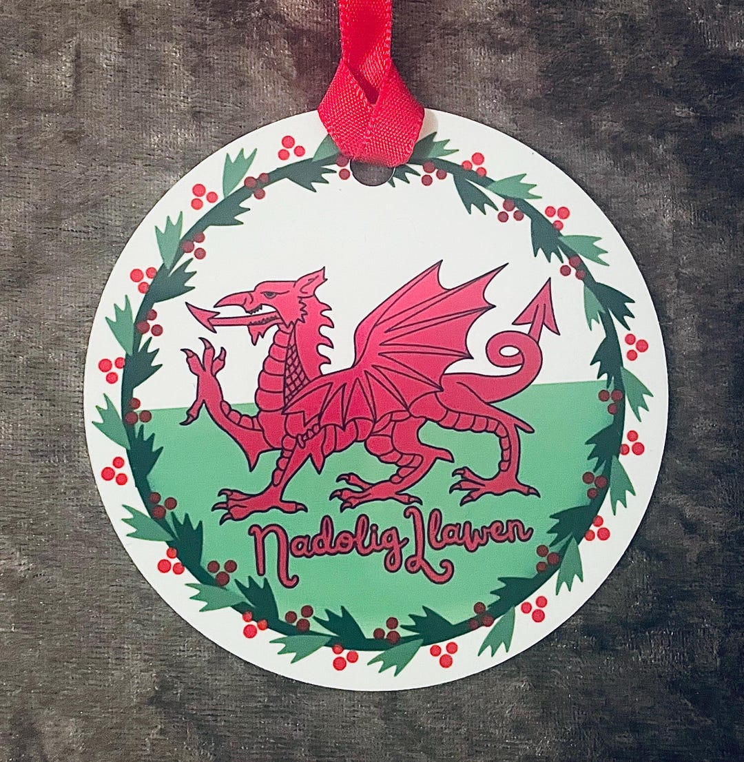 Welsh Wales Christmas Tree Double Sided Ceramic or Metal Ornament ...