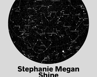 A4 Personalised Star Map Print.