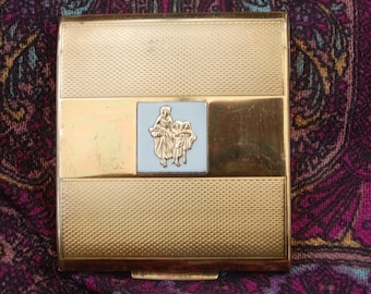 Vintage Gold Tone Yardley Powder Compact 1950's
