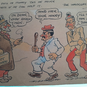 REDUZIERTE Kriegsjahre Handgezeichnete Cartoons Paris 1944/45