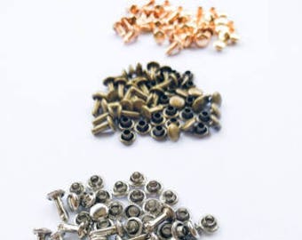 Finish on Brass 100pcs ANTIQUE SOLID BRASS SPEEDY RIVETS USA DOUBLE CAPPED Ant